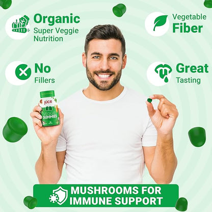 Juce Veggie Whole Superfood Gummies, Wild Berry Flavor - Plant-Based Energy, Vegan, Non-GMO, Soy Free, Nutrient-Packed, By Terra Kai Organics
