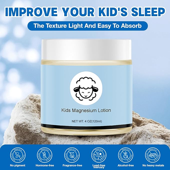 Magnesium Lotion for Kids,Magnesium Lotion for Sleep,Topical Magnesium Cream Helps Kids Stay Calm at Bedtime and During The Night (4 oz)