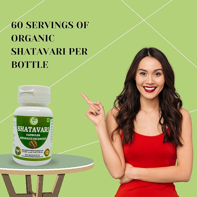 Shatavari (Asparagus Racemosus) Capsules, Containg 60 x 500 mg. Natural and Herbal Veg. Capsules (Pack of 1)