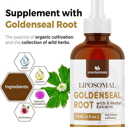 Goldenseal Root Extract 3000mg for Immune and Respiratory Wellness - Fast Absorbing | Sugar-Free | Vegan | 4 Fl Oz