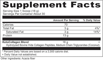 Ancient Nutrition Keto Collagen Powder Drink Mix, Keto Diet Supplement with MCT, Hydrolyzed Collagen Peptides to Support Healthy Skin and Joints, 30 Servings, 19 oz (Packaging May Vary)