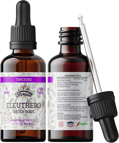 Eleuthero Tincture, Organic Eleuthero Extract (Siberian Ginseng, Eleutherococcus senticosus)