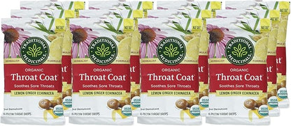 Traditional Medicinals Lemon Ginger Echinacea Lozenges, 16 Pieces (Pack of 12)