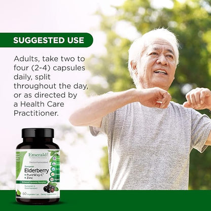 EMERALD LABS Bundle with Elderberry Plus (60 Veg Caps) & PureWay-C (90 Veg Caps) - Digestive & Immune Support with European Elderberry Extract, Vitamin C, Albion Chelated Zinc & R-Alpha Lipoic Acid*