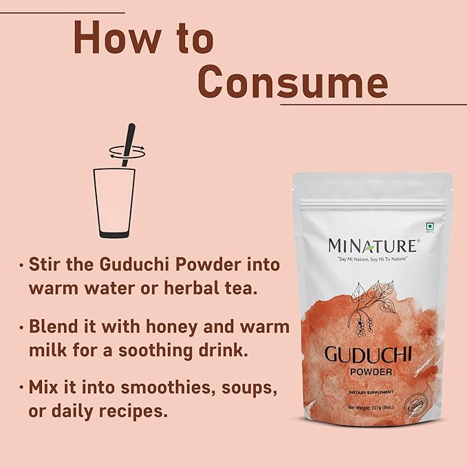 minature Guduchi (Giloy) Powder | (Tinospora Cordifolia) | Supports Healthy Digestion | Immunity Booster| Indian Giloy Powder | Resealable Zip Lock Pouch | 227g (8oz)