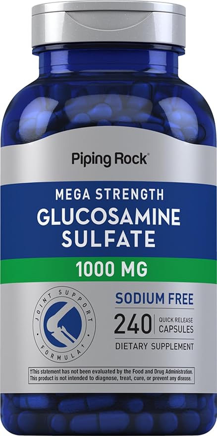 Piping Rock Glucosamine Sulfate 1000mg | 240 Capsules | Mega Strength | Joint Support | Sodium Free | Non-GMO & Gluten Free Supplement