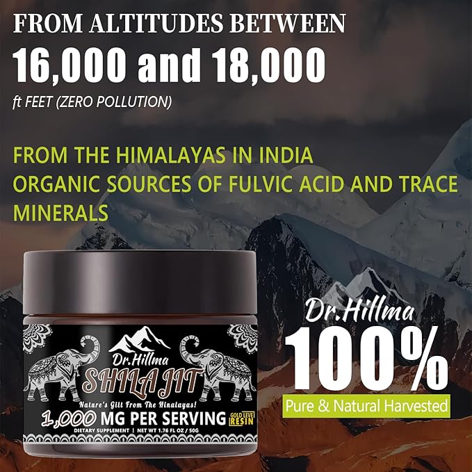 Shilajit Pure Himalayan Organic1000 MG Pure Shilajit Natural Resin Gold Grade Shilajit Resin with 85+ Plant-Derived Trace Minerals and Fulvic Acid, Energy & Immune Suport for Men and Women(50 Grams)