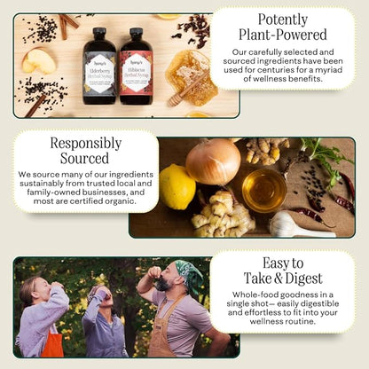 Hany's Harvest Elderberry Herbal Syrup – 16 fl oz | All-Natural Wellness Tonic, Apple Cider Vinegar, Raw Honey & Elderberry | Non-GMO, Gluten-Free, Handcrafted