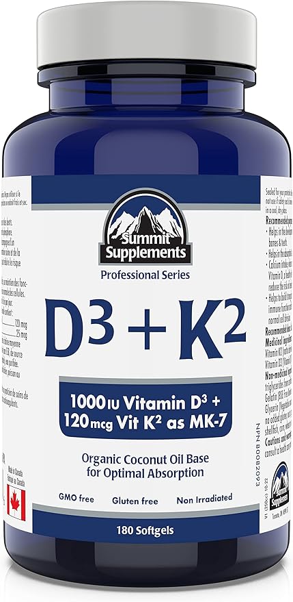 Summit Supplements - Vitamin D3 K2, 180 Softgels - Formulated to Help You Maintain Healthy Bones, Teeth and Muscles - Support Body Calcium Absorption and Reduce Risk of Fractures