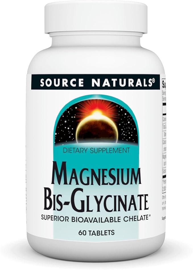 Source Naturals Magnesium Bis-Glycinate, Superior Bioavailable Chelate* - 60 Tablets