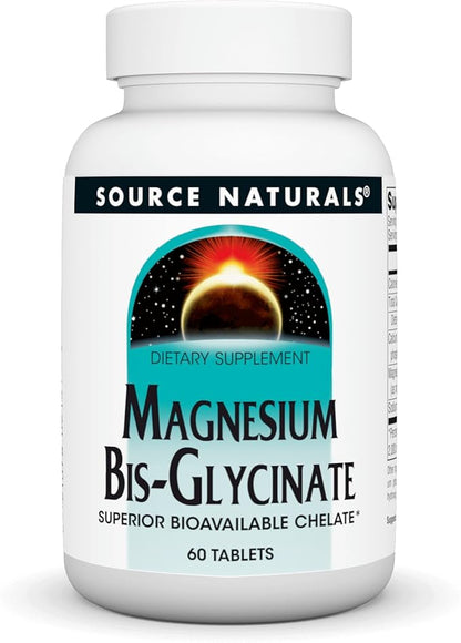 Source Naturals Magnesium Bis-Glycinate, Superior Bioavailable Chelate* - 60 Tablets