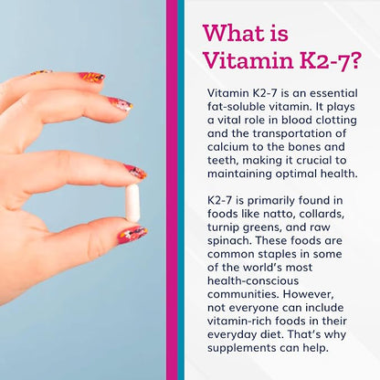 Just Thrive Vitamin K2-7 - Bone, Brain, and Heart Health K2 Vitamin Supplement, 60 Capsules