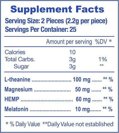 Hemp + Melatonin Sleep Gummies with L-Theanine, Magnesium | Helps You Stay Asleep Longer | Non-Habit Forming Non-GMO, Gluten Free | Strawberry Flavor 50 Count