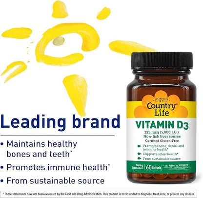 COUNTRY LIFE Vitamin D3 5000 IU, 60 CT