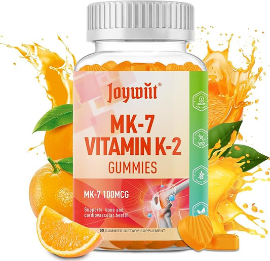 Vitamin K2 MK-7 Gummies 100mcg, Extra Strength K2 Vitamin Supplement for Bone & He-Art Support, Chewable Natural Orange Flavor, Non GMO, Vegan, 60 Gummies