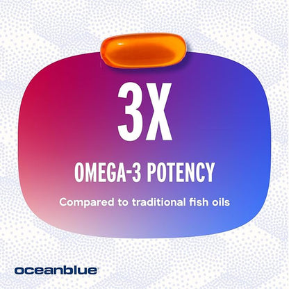Oceanblue Professional Omega-3 2100 with CoQ10 – 90 ct – Triple Strength Fish Oil Supplement with High-Potency EPA and DHA, and CoQ10 – Orange Flavor (30 Servings)