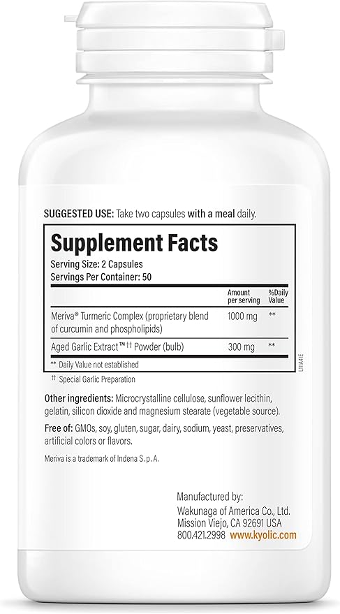 Kyolic Aged Garlic Extract Formula 111, Healthy Inflammation Response, Curcumin, 100 Capsules (Packaging May Vary)