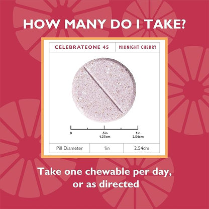Celebrate Vitamins CelebrateONE 45 Chewables, 45mg Iron - One A Day Bariatric Multivitamin, Essential Vitamins & Minerals - Gastric Bypass & Sleeve Gastrectomy Supplement - Cherry (90 Tablets)