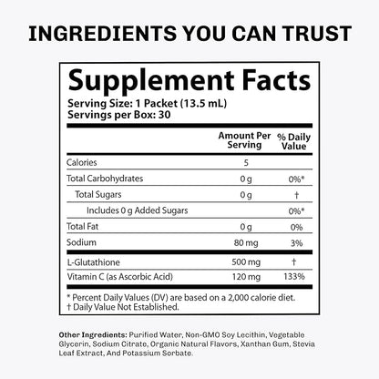 Aurora Nutrascience Micro-Liposomal Liquid Glutathione, Immune & Antioxidant Gut Health Support Supplement, 500 mg per Serving, Gluten Free, Non-GMO, Sugar-Free, 30 Single-Serve Packets