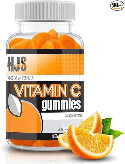 Vitamin C Gummies | Chewable Orange Flavored | Immune Support | Heart Health | Gluten-Free & Vegetarian | Vitamin C Gummies for Adults & Kids- 90 Count