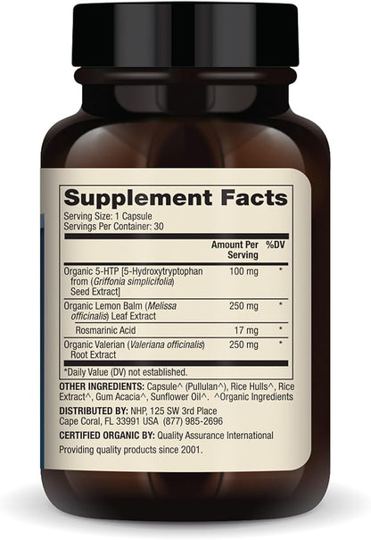 Dr. Mercola Organic 5-HTP with Valerian Root and Lemon Balm, 30 Servings (30 Capsules), Dietary Supplement, Suports Restful Sleep, Non-GMO, Certified USDA Organic - 2 Pack