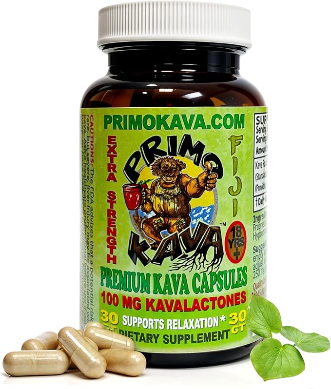 Kava Capsules | Authentic Kava Kava from Fiji | Fast Acting Kava Extract | 100mg of Kavalactones | Adaptogenic Experience | 30 Count