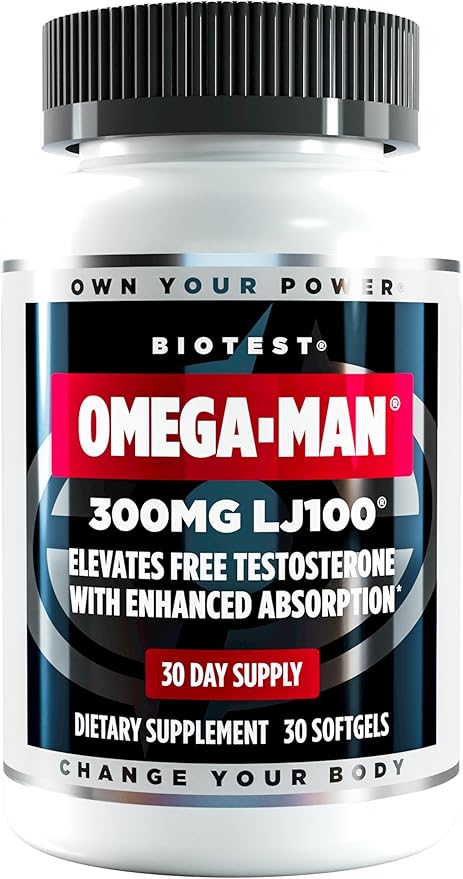 Omega-Man 300mg LJ100 – Elevates Free Testosterone with Enhanced Absorption - 30 Softgels