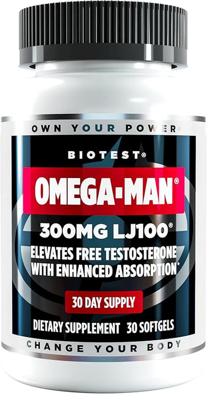 Omega-Man 300mg LJ100 – Elevates Free Testosterone with Enhanced Absorption - 30 Softgels