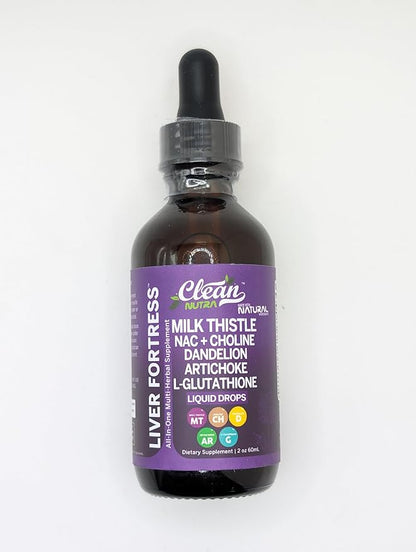 Clean Nutraceuticals Milk Thistle NAC Liver Cleanse Detox & Repair Supplement Liver Support Liquid Drops with Dandelion Extract, Artichoke, Chanca Piedra, Choline, L-Glutathione, Burdock, Schisandra