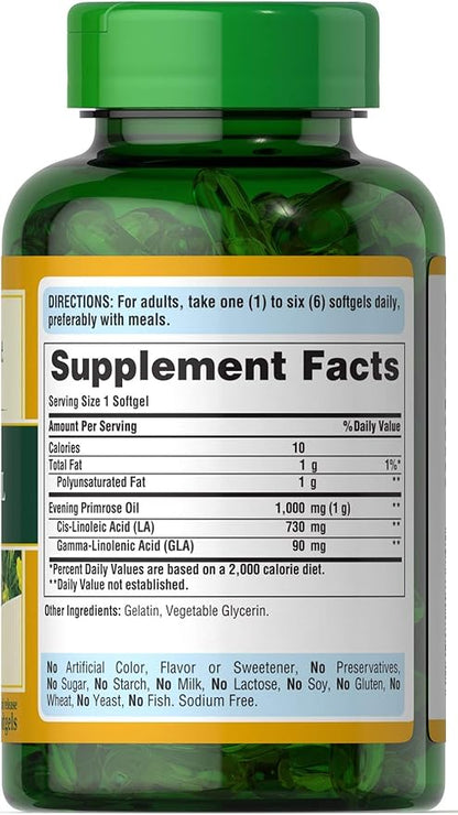 Puritans Pride Evening Primrose Oil 1000 Mg With Gla, 120 Count