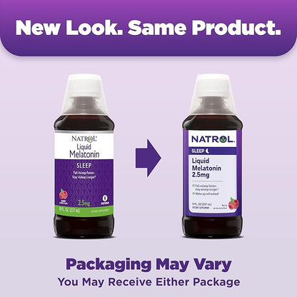 Natrol Liquid Melatonin 2.5mg, Berry-Flavored Dietary Supplement for Restful Sleep, 8 Fl Oz, 23 Day Supply