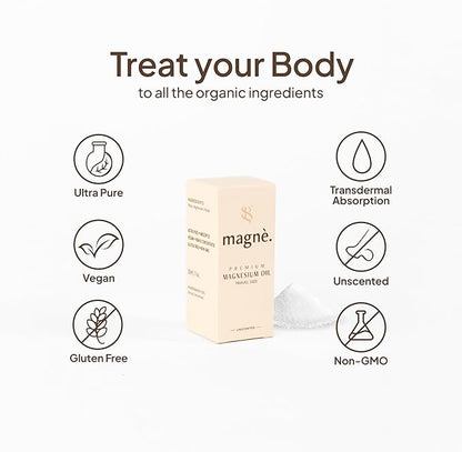 Pure Magnesium Oil Spray (Travel Size) - Unscented 1fl.oz Magnesium Mist Organic - for Sleep and Anxiety - Spray for Feet, Body & Pain Relief