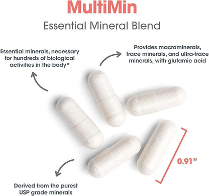 Allergy Research Group MultiMin - Multi Minerals Supplement for Men and Women, Trace Minerals, Mineral Complex, Boron, Iron, Magnesium - 120 Count
