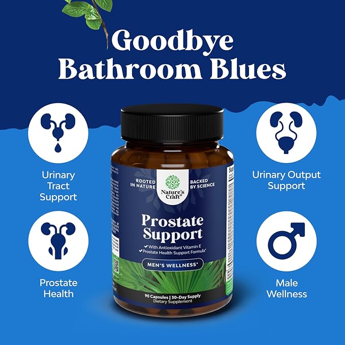 Herbal Prostate Supplement for Men - Potent Pygeum and Saw Palmetto Extract with Beta Sitosterol & Green Tea for Urinary Tract Support - Male Health Blend for Frequent Urination - 90 Capsules