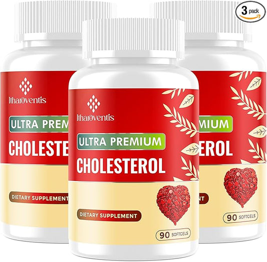 Cholesterol Supplements with Plant Sterols, Niacin, Red Yeast Rice, Bergamot, Omega-3 & Garlic - Max Absorption - 270 Softgels