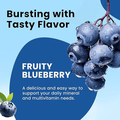 Iron Gummies with Multivitamin, Iron Supplement for Women & Men with Zinc, Vitamin B Complex & C, B12, Folate - Blood Builder & Energy Support for Adults & Kids - Blueberry Flavor, Vegan 60 Gummies