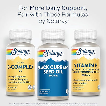 SOLARAY Black Currant Seed Oil 600 mg - Supplying Antioxidants, Gamma Linolenic Acid (GLA), Alpha Linolenic (ALA) and Linoleic Acid (LA) - Skin Health Support - 60-Day Guarantee, 90 Serv, 90 Softgels