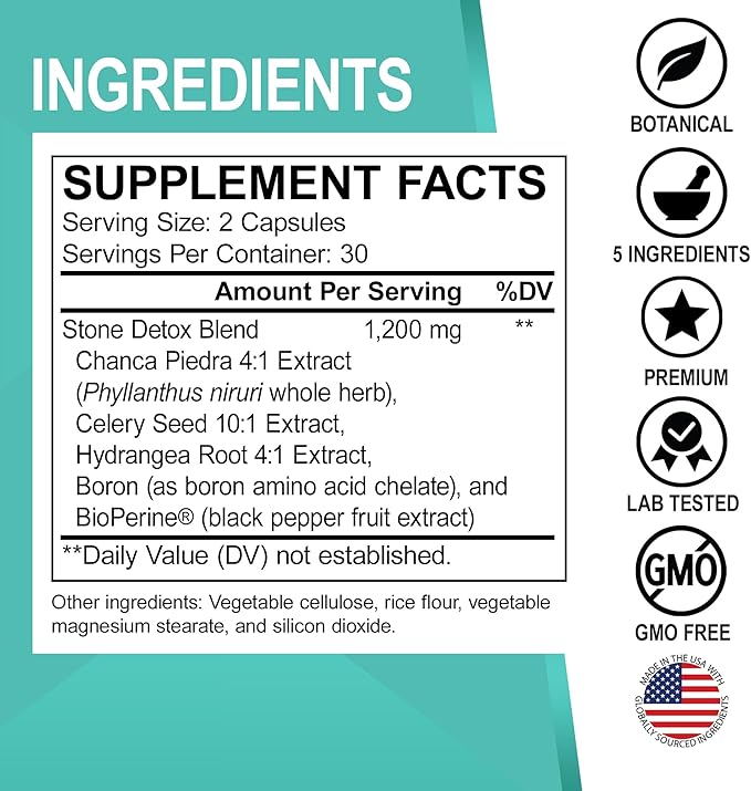 Liver Cleanse & Stone Detox Support Supplement - Liver Kidney Cleanse Detox, Gallbladder Formula - Stone Breaker Chanca Piedra, Natural Gallstones Kidney Stones Dissolver Supplements