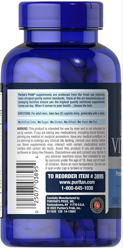 Puritan's Pride Ultra Vita Man High Potency Men's Daily Multivitamin with Time Release Technology, Dietary Supplement to Support Immune System and Cardiovascular Health, 3 Month Supply, 180 Count