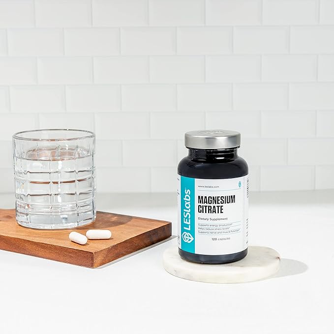 LES Labs Magnesium Citrate – Stress Relief, Restful Sleep, Heart Health, Metabolism, Nerve & Muscle Function – Non-GMO Supplement – 120 Capsules