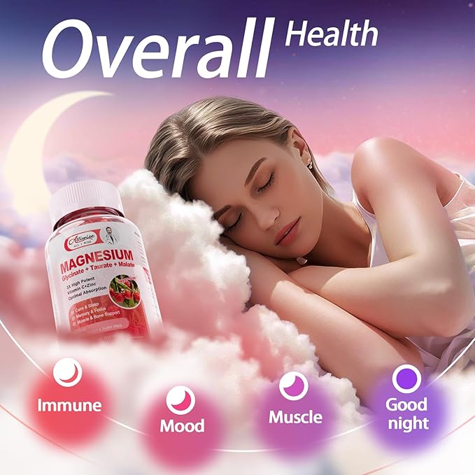 Magnesium Glycinate Gummies,Magnesium Potassium Supplement with Taurate, Malate, Vitamins D, C, B6, Calcium,Body Support,Raspberry Magnesium Gummies for Adults&Kids