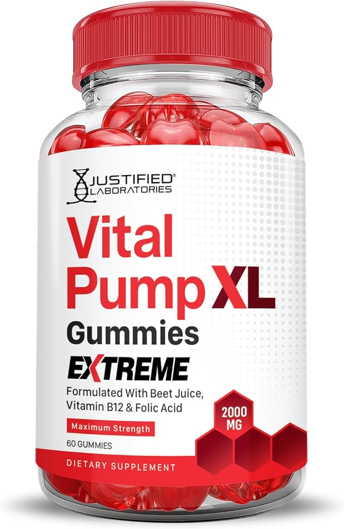 Justified Laboratories Vital Pump XL Extreme 2000MG Performance Gummies Vital PumpXL Advanced Formula Formulated with Beet Juice ACV Pomegranate Powder B12 Vegan Non GMO 60 Gummys