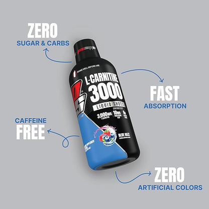 PROSUPPS L-Carnitine Liquid 3000, Stimulant-Free Liquid Shots for Men & Women - Clean Workout Drink for Energy, Performance & Muscle Recovery - No Sugar, No Carbs - 31 Servings, Blue Razz