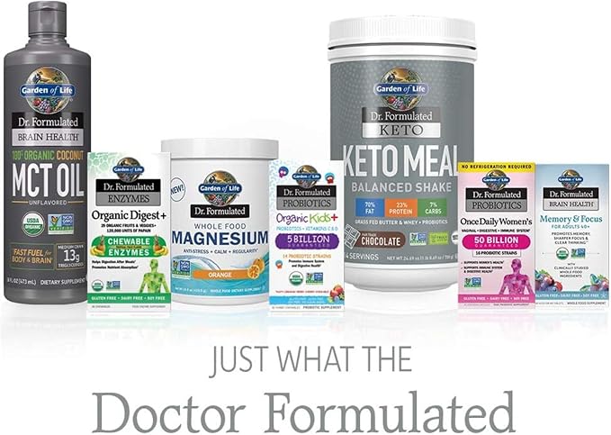 Garden of Life Dr. Formulated Whole Food Magnesium 197.4g Powder Orange,40 Servings(Pack of 1), Non-GMO,Vegan,Gluten & Sugar Free Supplement with Probiotics - Best for Anti-Stress,Calm & Regularity