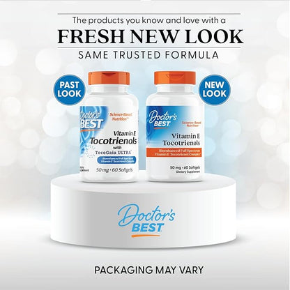 Doctor's Best Vitamin E Tocotrienols contains TocoGaia ULTRA™ bioenhanced full spectrum vitamin E complex, 60 Count