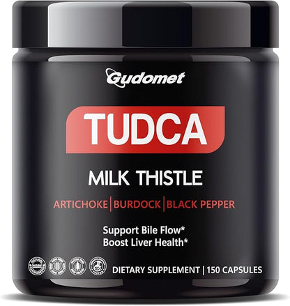Premium TUDCA with Milk Thistle, Artichoke, Burdock & Black Pepper – Supports Bile Flow & Liver Health -150 Capsules- Made in The USA