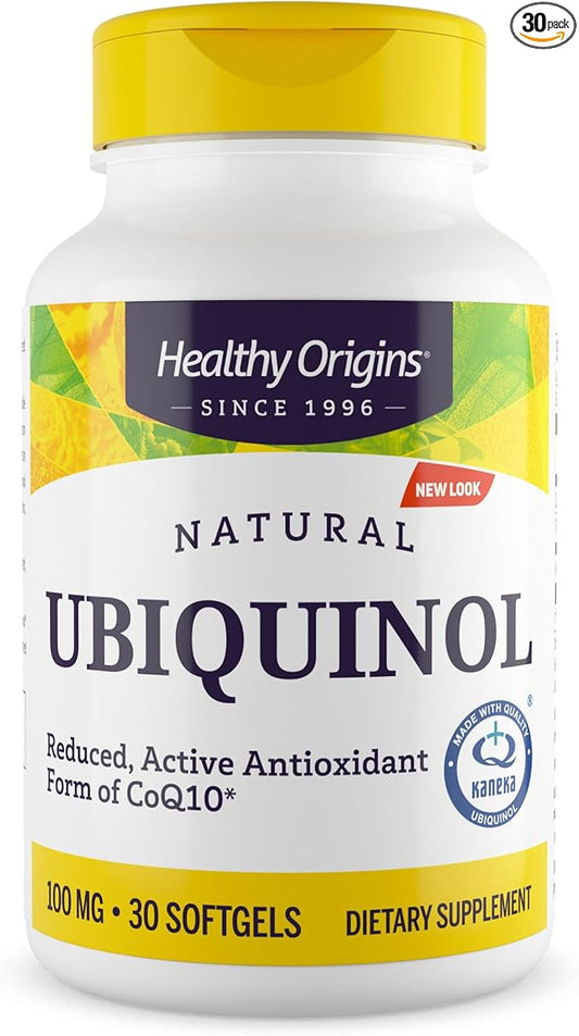 Healthy Origins Ubiquinol (Active Form of CoQ10), 100 mg - Kaneka Ubiquinol Supplements for Heart Health & Antioxidant Support - Gluten-Free & Non-GMO Supplement - 30 Softgels