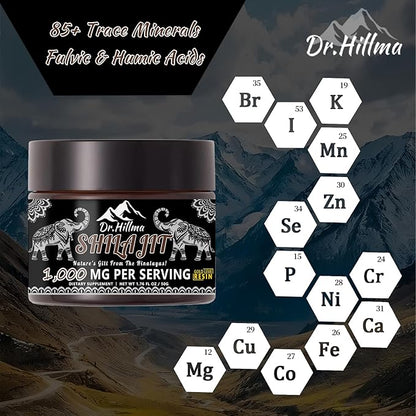 Shilajit Pure Himalayan Organic1000 MG Pure Shilajit Natural Resin Gold Grade Shilajit Resin with 85+ Plant-Derived Trace Minerals and Fulvic Acid, Energy & Immune Suport for Men and Women(50 Grams)