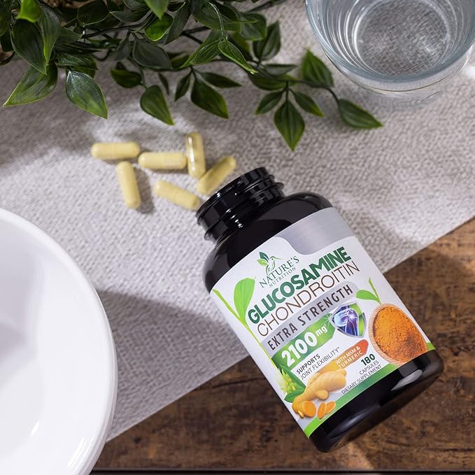 Glucosamine Chondroitin MSM 2100mg Complex - Joint Support Supplement Turmeric & Boswellia, Triple Strength Glucosamine Capsules - Support for Joint Mobility with Quercetin Bromelain - 180 Capsules