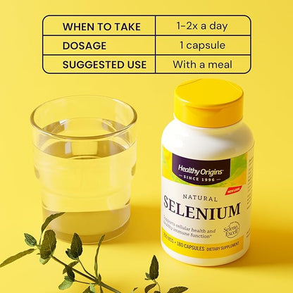 Healthy Origins Selenium 200 mcg (Seleno Excell, Fermented, Non-GMO, Gluten Free, Bladder Support, Immune Function, Cellular Support), 180 Capsules